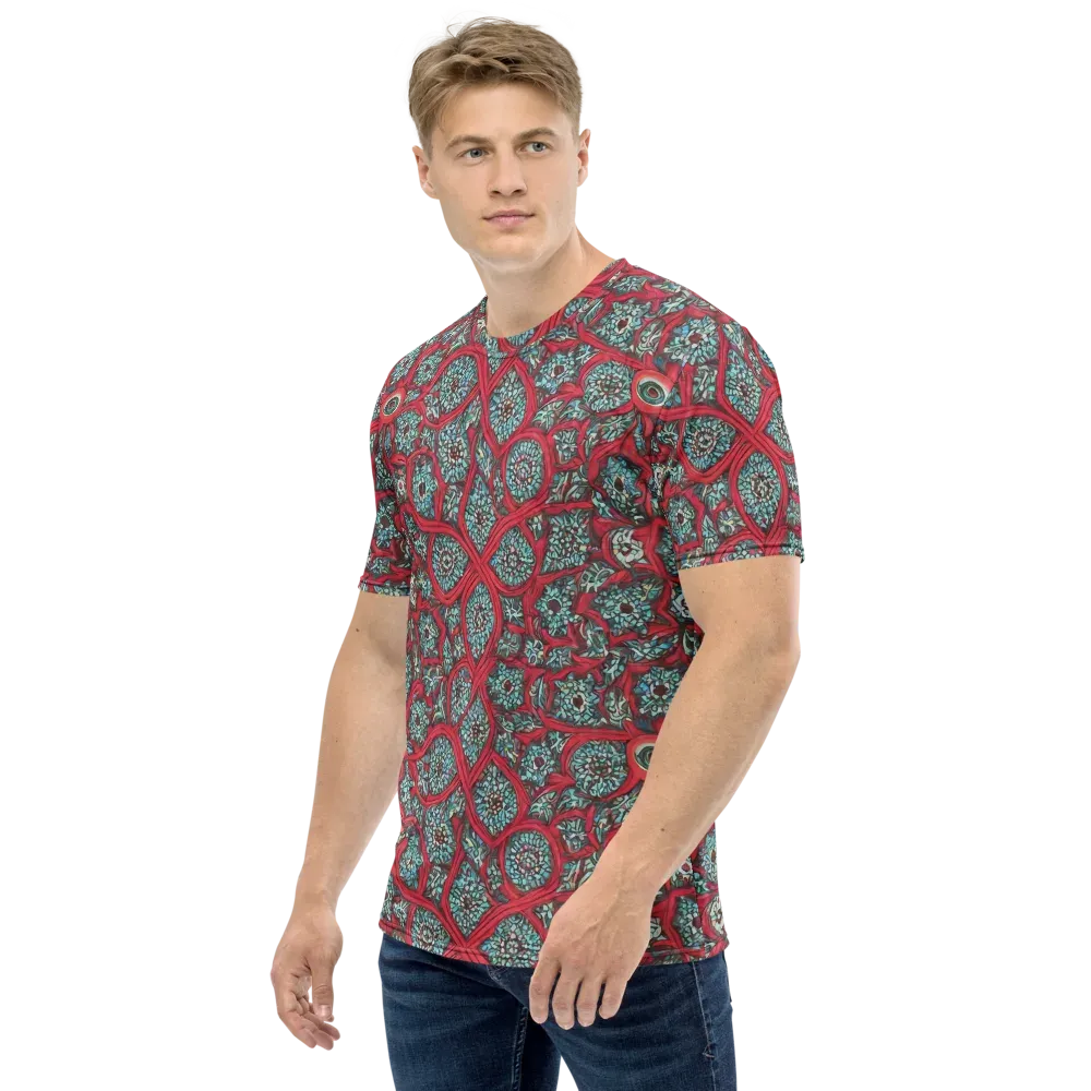 Crimson Mosaic on Men's Crew Neck T-Shirt — Left