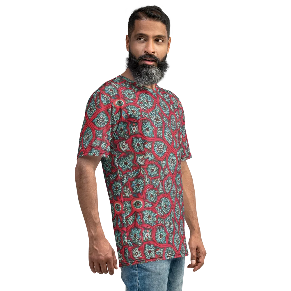 Crimson Mosaic on Men's Crew Neck T-Shirt — Right