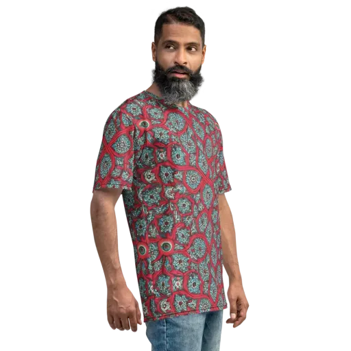 Crimson Mosaic on a Men's Crew Neck T-Shirt