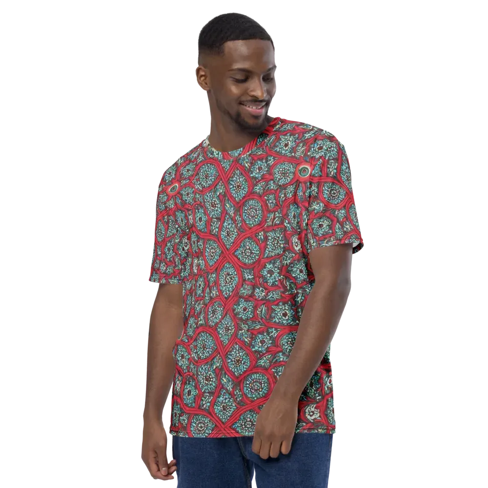 Crimson Mosaic on Men's Crew Neck T-Shirt — Left