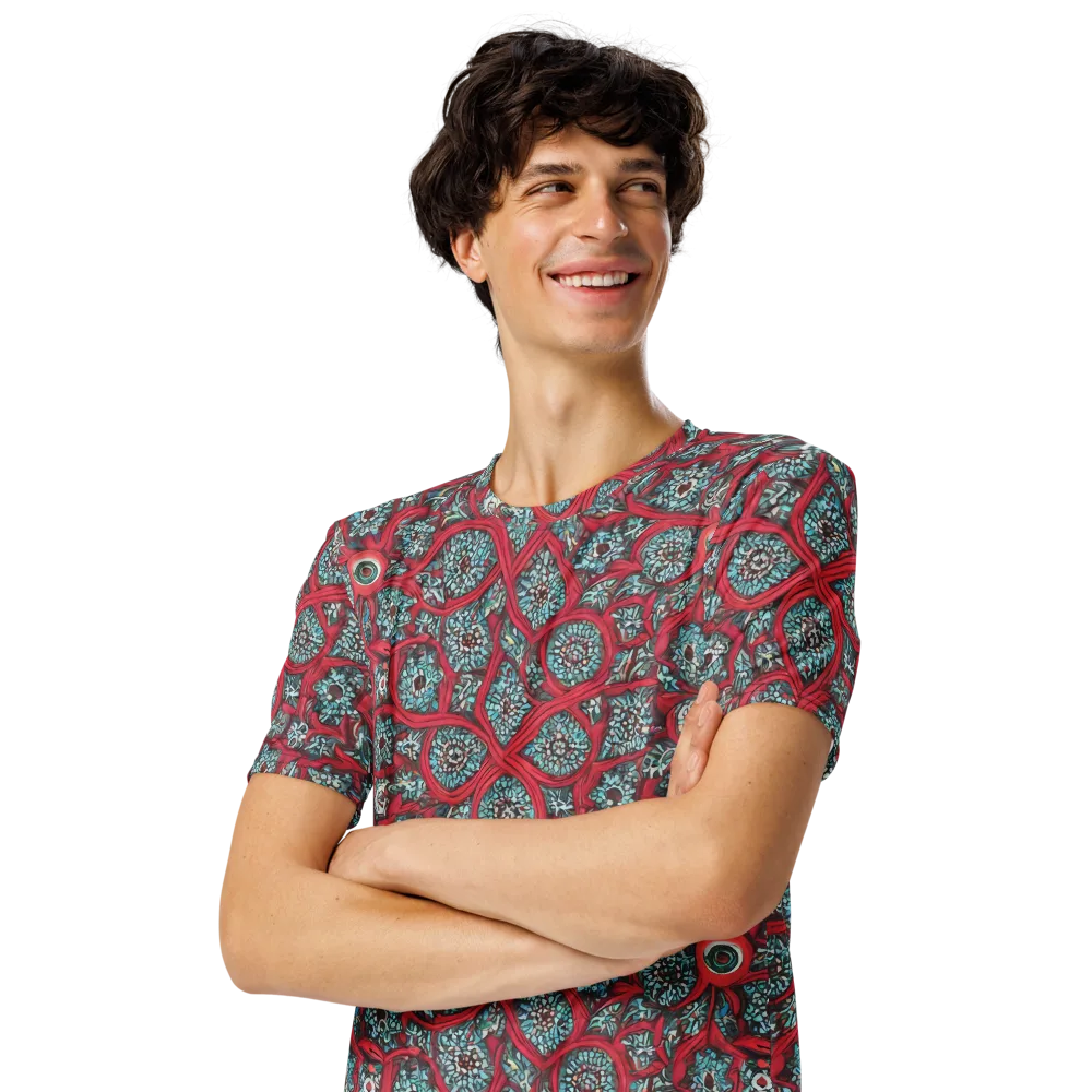 Crimson Mosaic on Men's Crew Neck T-Shirt — Left Front
