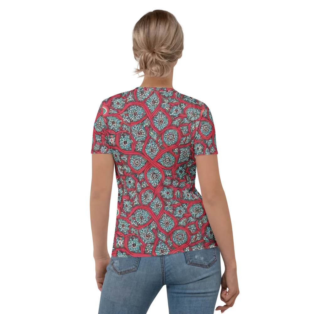 Crimson Mosaic on Women's Crew Neck T-Shirt — Back