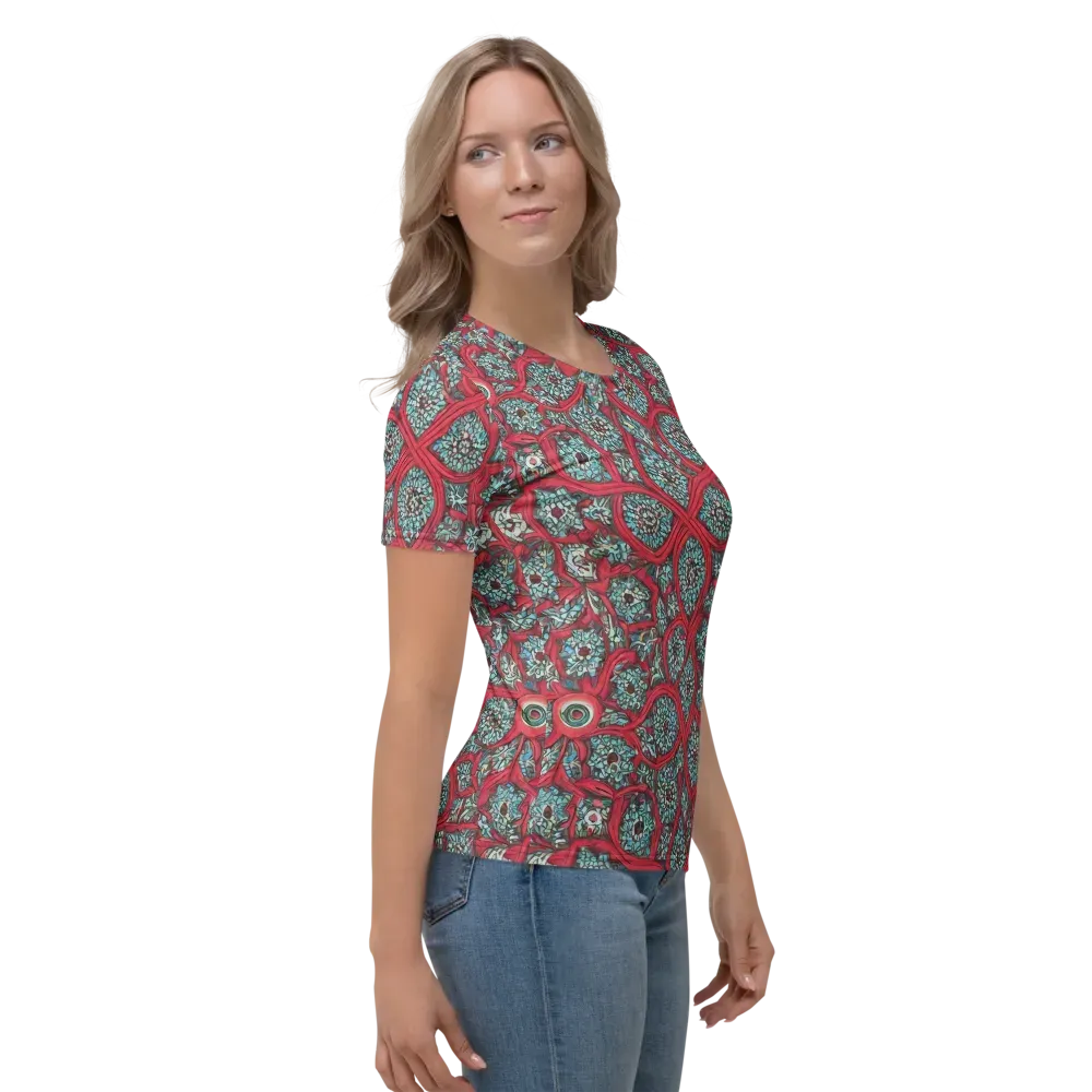 Crimson Mosaic on Women's Crew Neck T-Shirt — Right