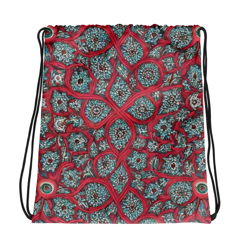 Crimson Mosaic on Drawstring Bag — Photo