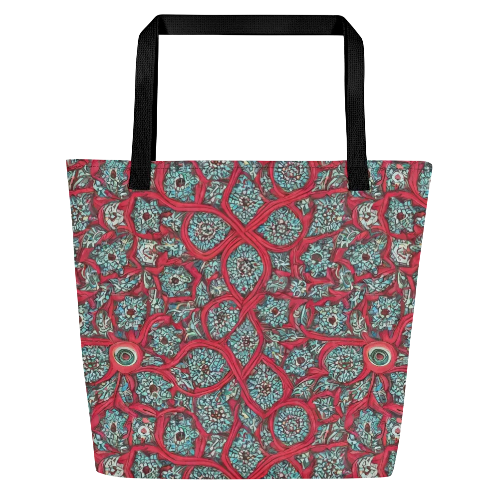 Crimson Mosaic on Large Tote Bag W/ Pocket — Front