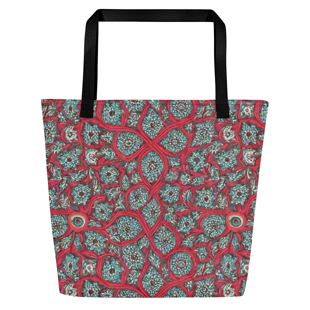Crimson Mosaic on Large Tote Bag W/ Pocket — Front