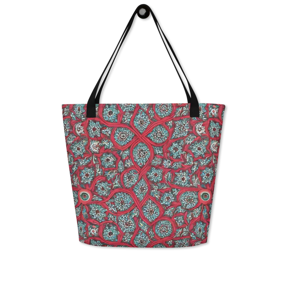 Crimson Mosaic on Large Tote Bag W/ Pocket — Front