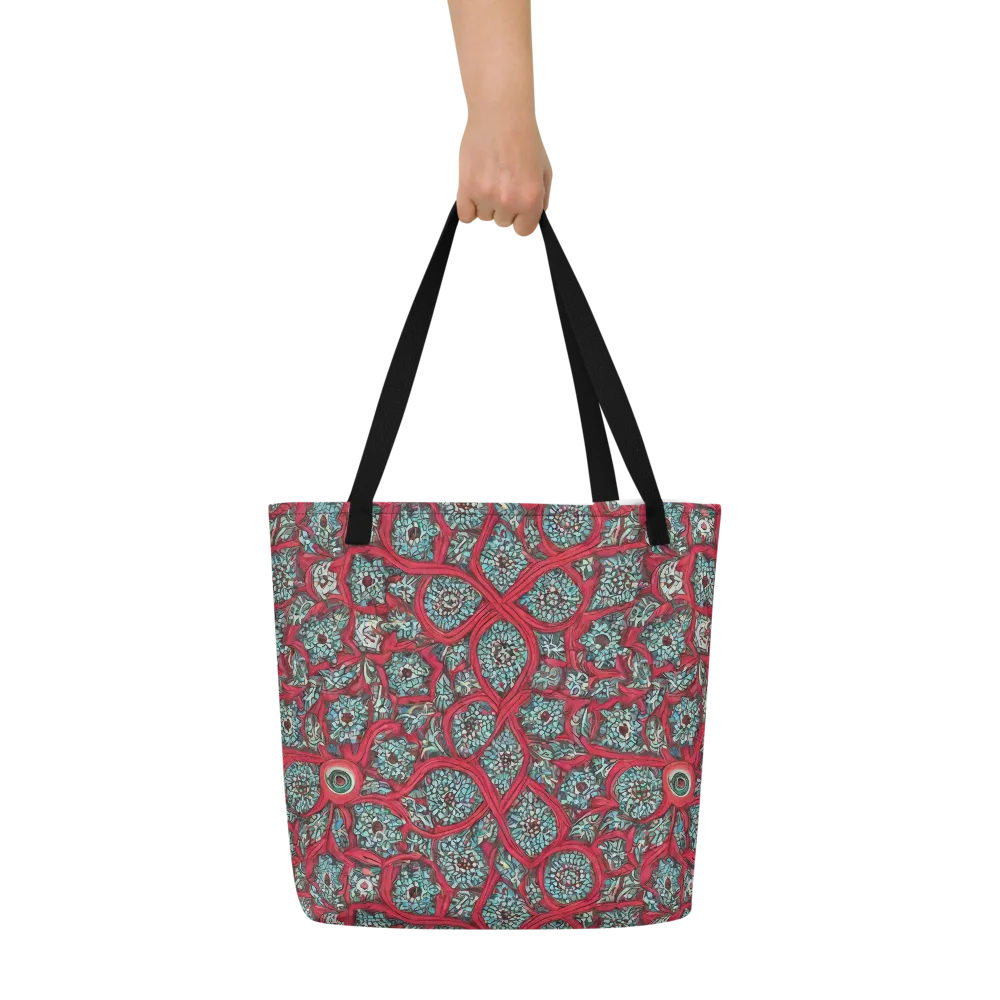 Crimson Mosaic on Large Tote Bag W/ Pocket — Front