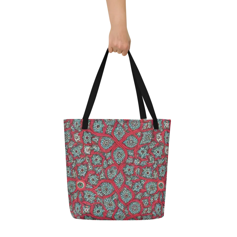 Crimson Mosaic on Large Tote Bag W/ Pocket — Front
