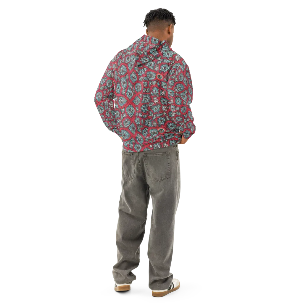 Crimson Mosaic on Cotton Hoodie — Back
