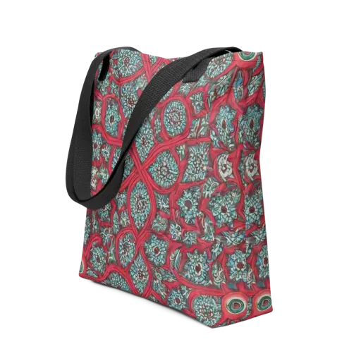 Crimson Mosaic on a Tote Bag