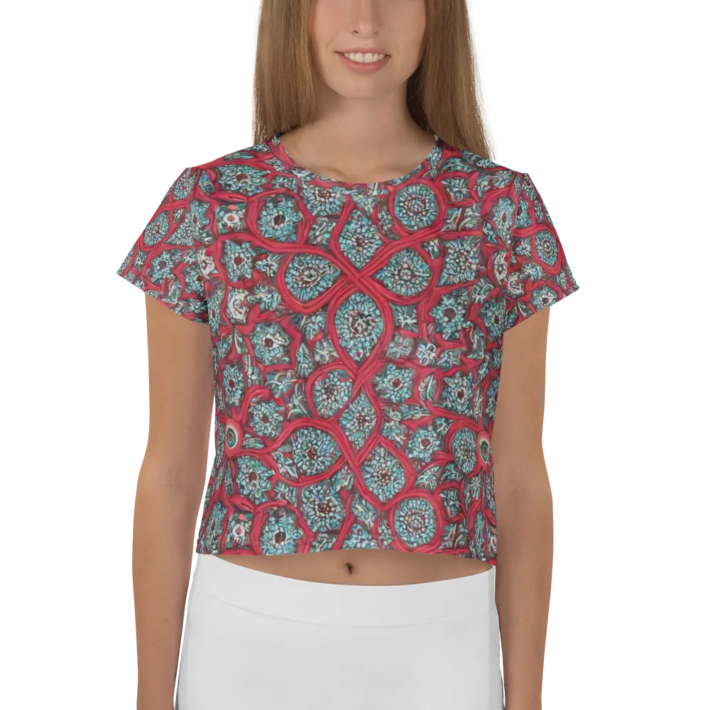 Crimson Mosaic on Crop Tee — Front