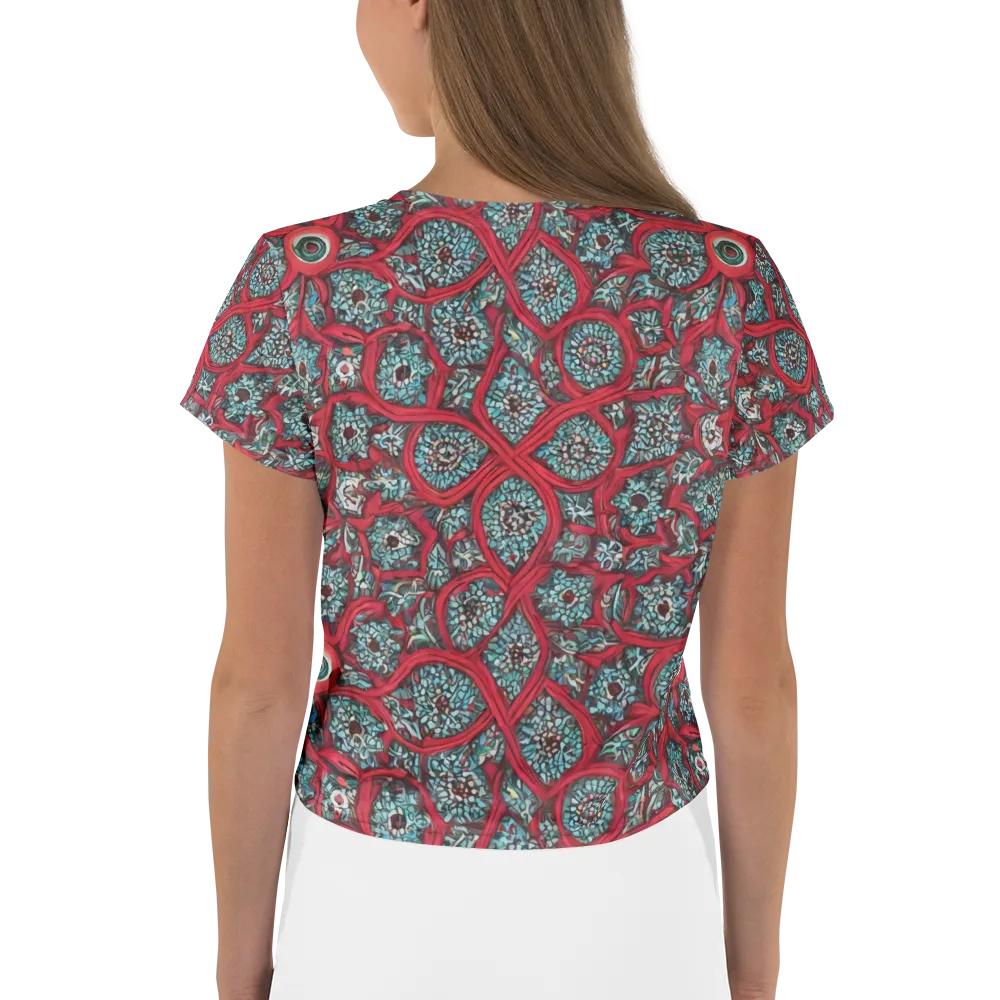 Crimson Mosaic on Crop Tee — Back