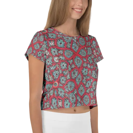 Crimson Mosaic on a Crop Tee