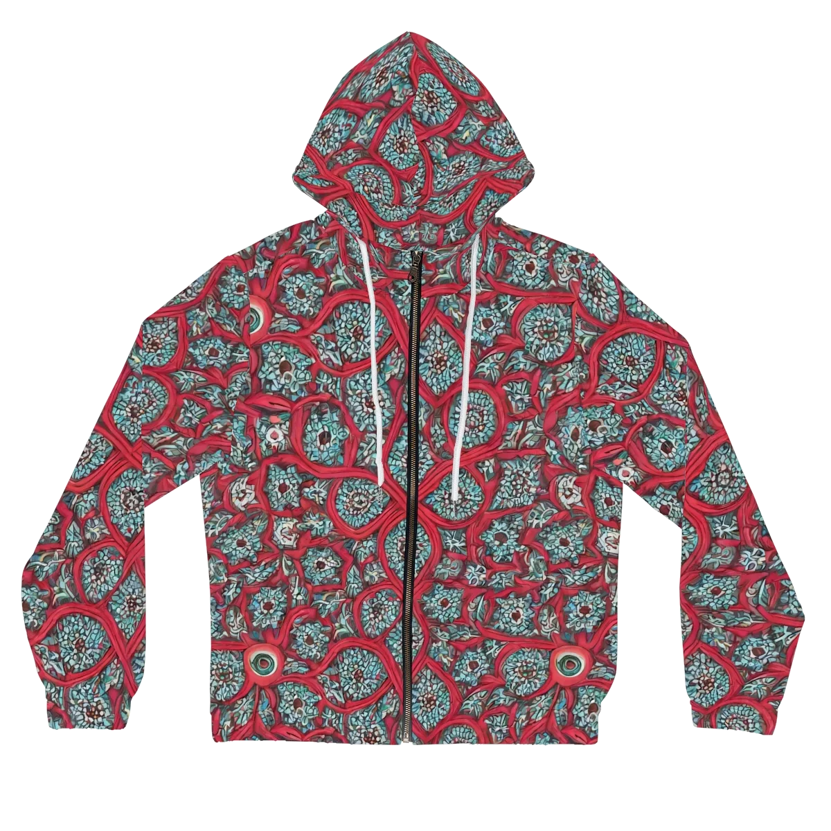 Crimson Mosaic on Women's Full-Zip Hoodie — Front