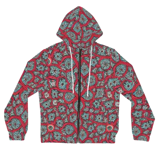 Crimson Mosaic on a Women's Full-Zip Hoodie