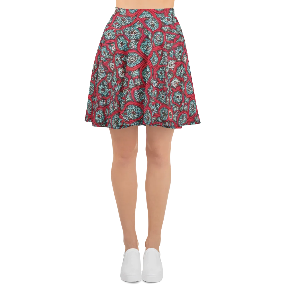 Crimson Mosaic on Skater Skirt — Front