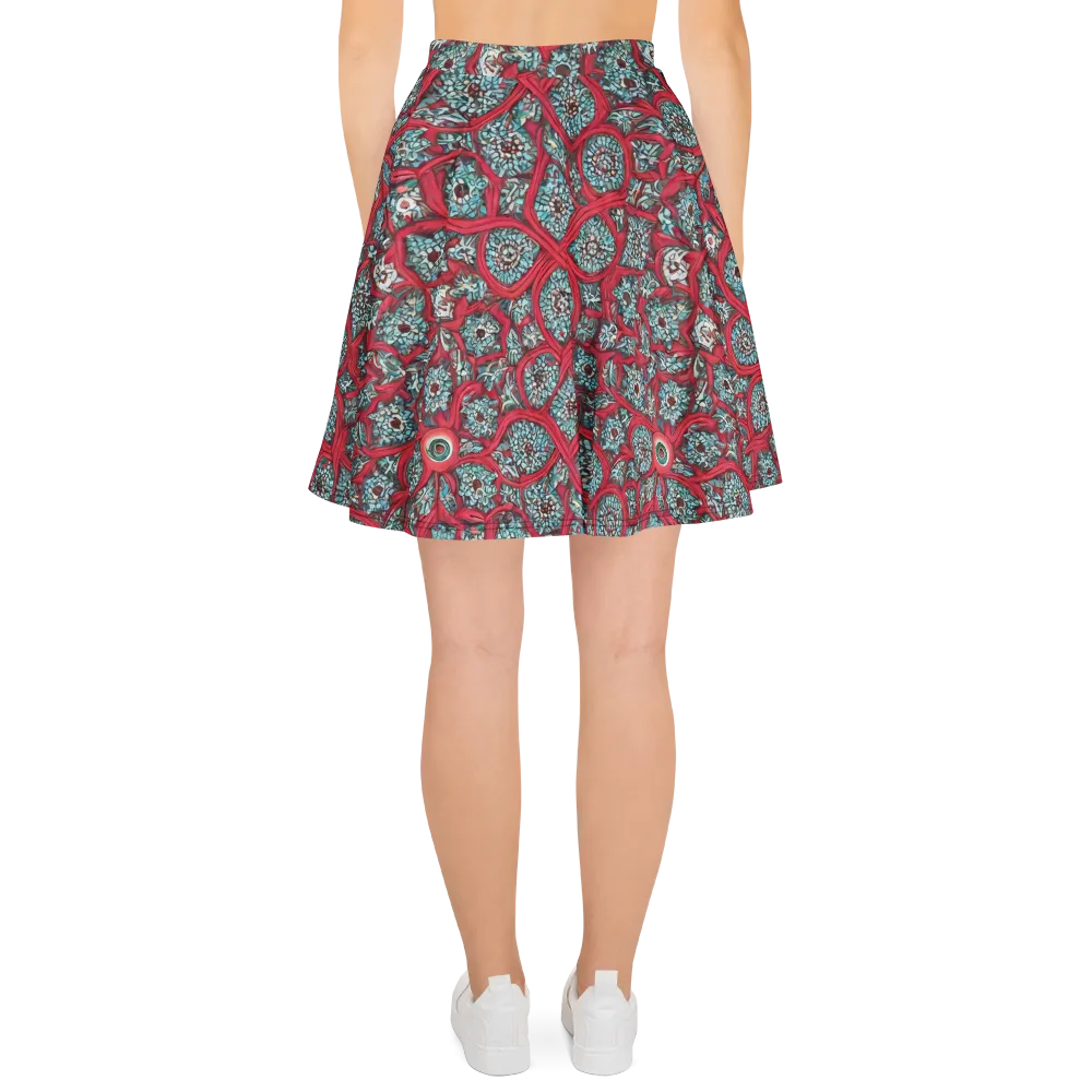 Crimson Mosaic on Skater Skirt — Back