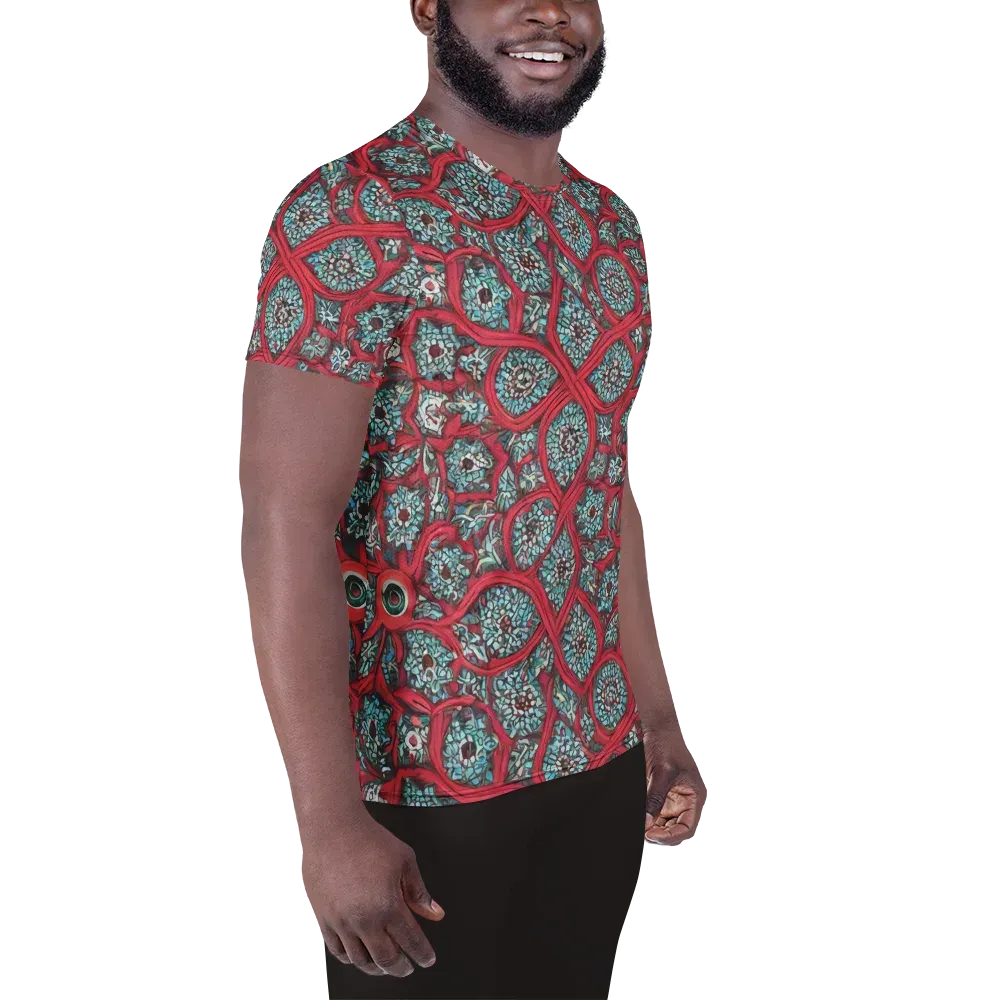 Crimson Mosaic on Men's Athletic T-Shirt — Right