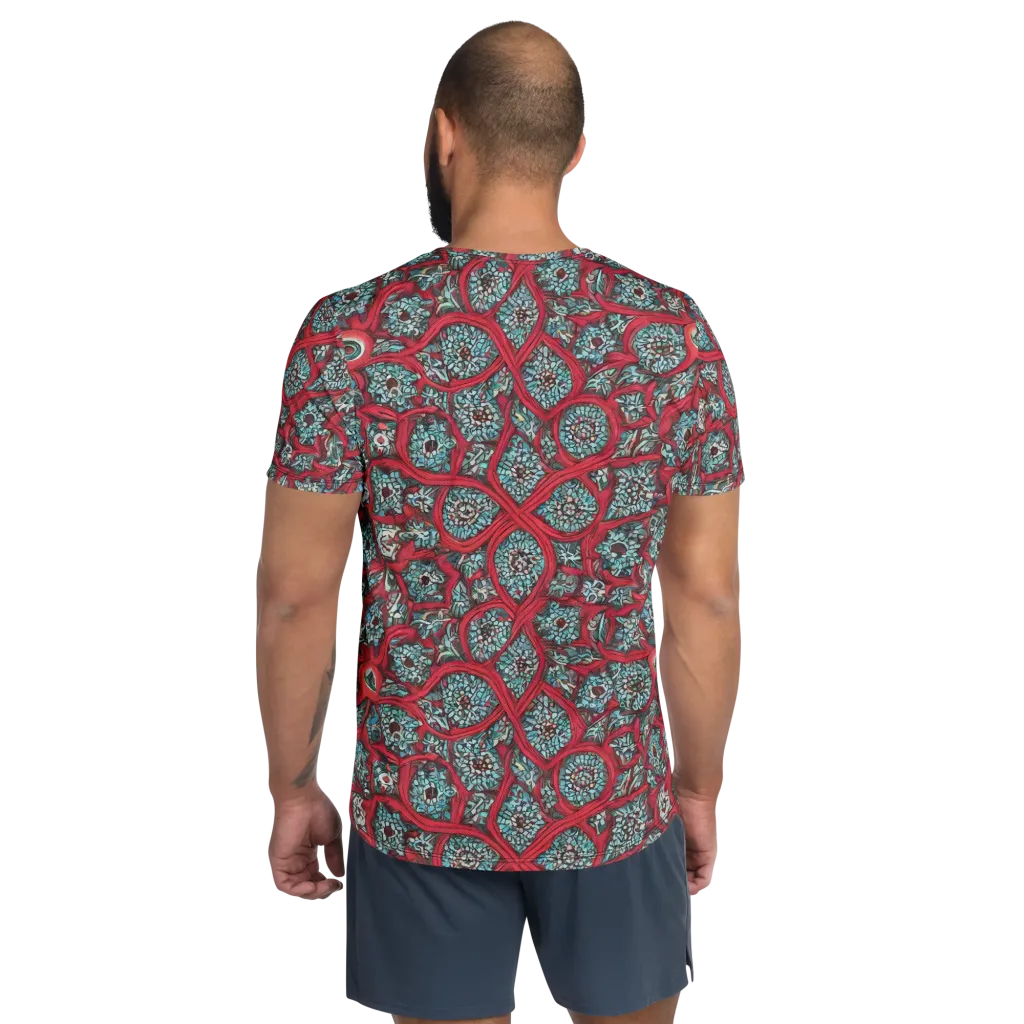 Crimson Mosaic on Men's Athletic T-Shirt — Back