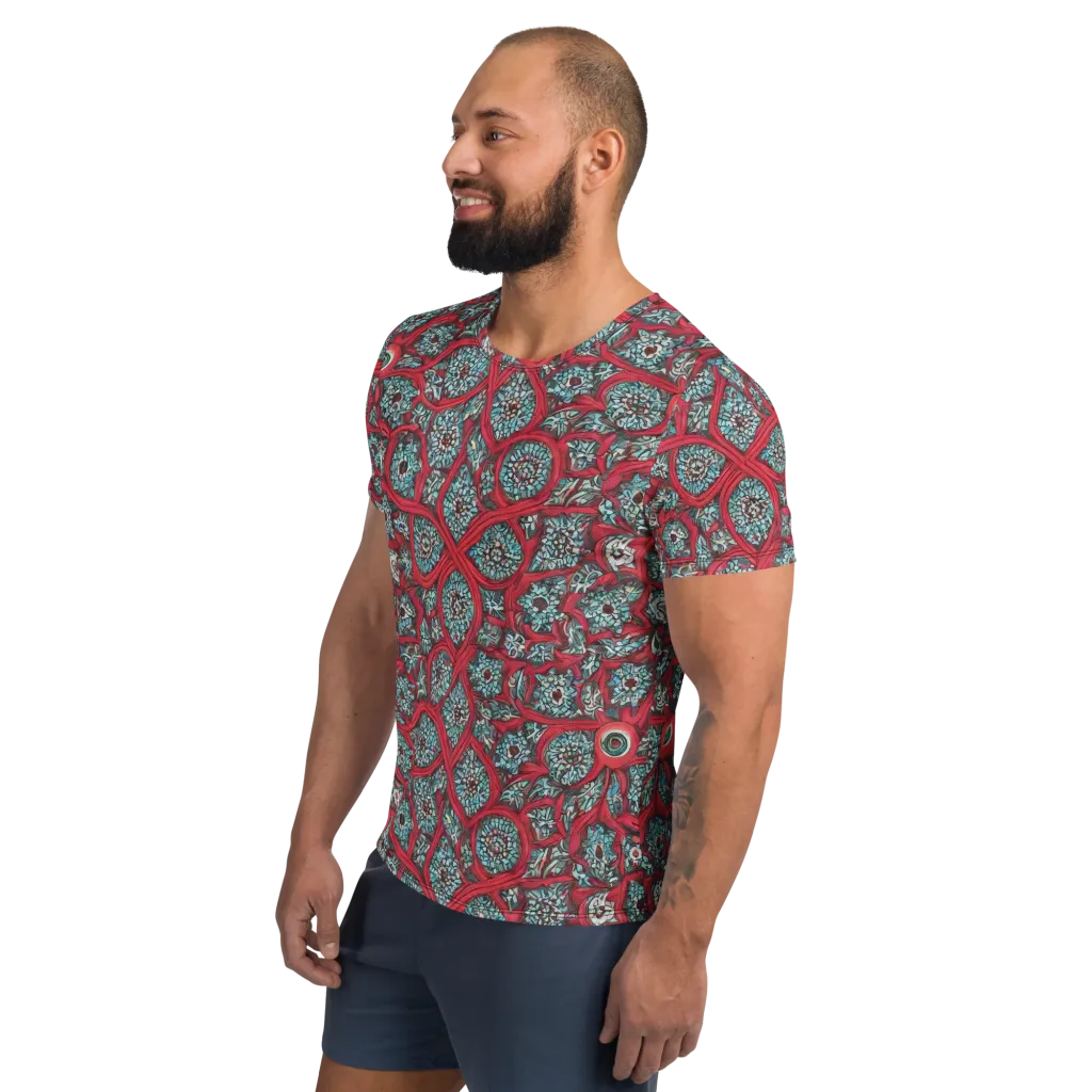 Crimson Mosaic on Men's Athletic T-Shirt — Left