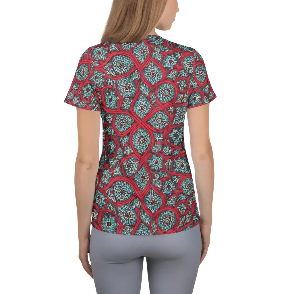 Crimson Mosaic on Women's Athletic T-Shirt — Back