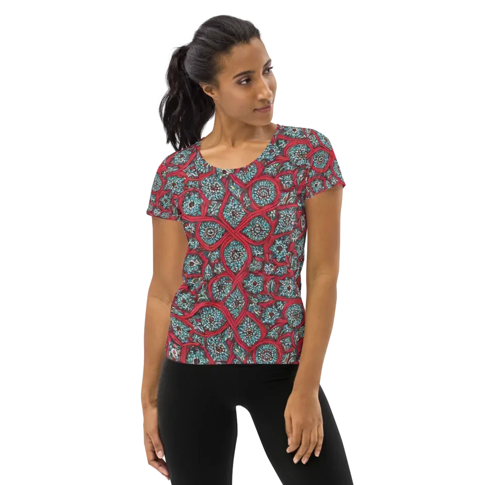 Crimson Mosaic on Women's Athletic T-Shirt — Front
