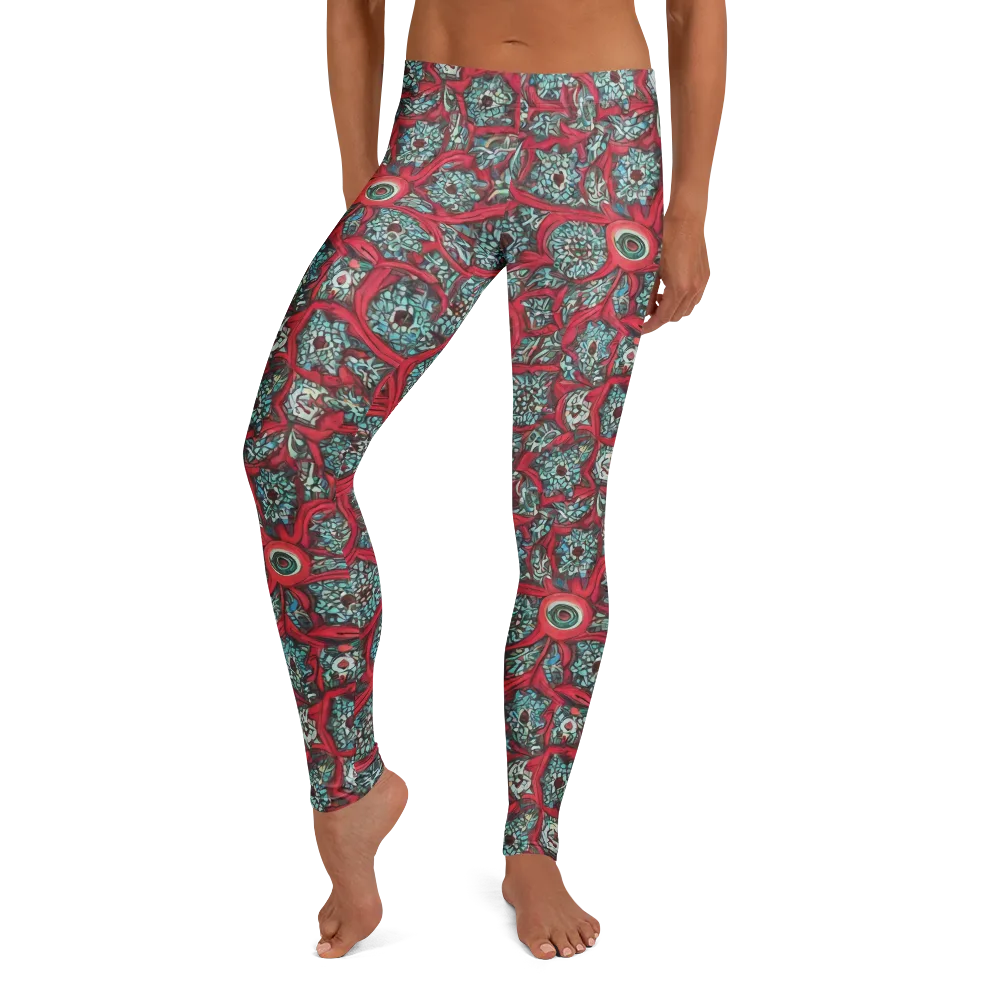 Crimson Mosaic on Leggings — Front