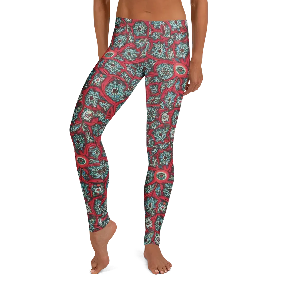 Crimson Mosaic on Leggings — Front