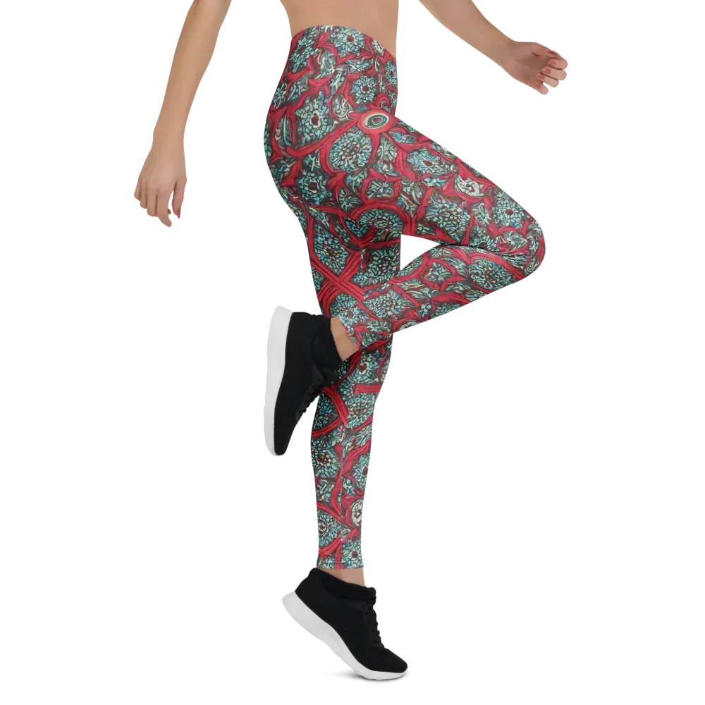 Crimson Mosaic on Leggings — Right