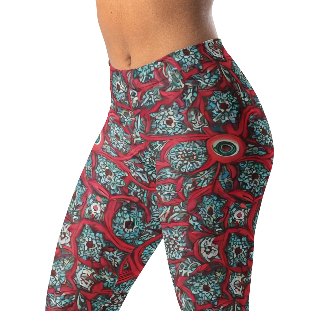 Crimson Mosaic on Leggings — Left Front