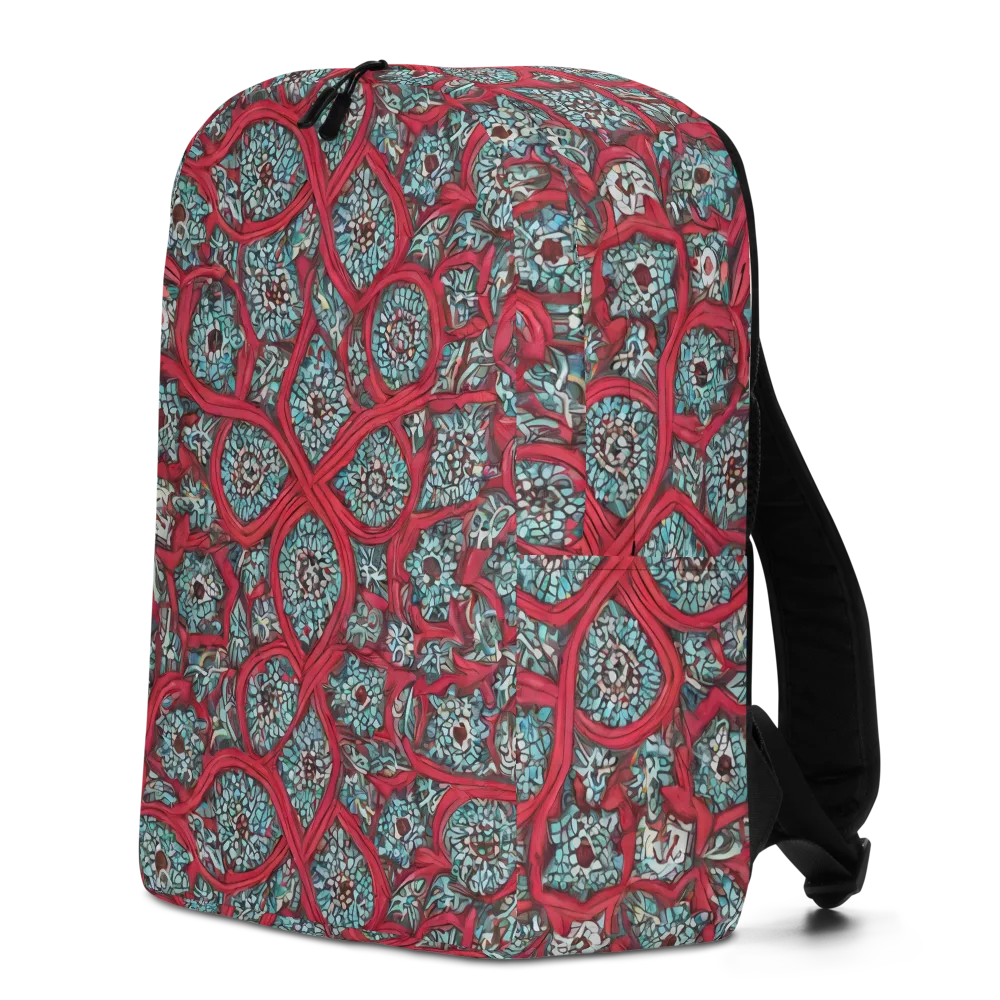 Crimson Mosaic on Minimalist Backpack — Left