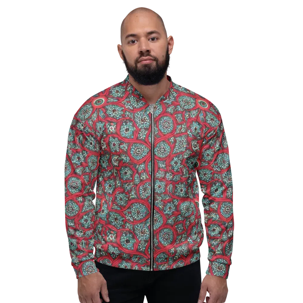 Crimson Mosaic on Bomber Jacket — Front