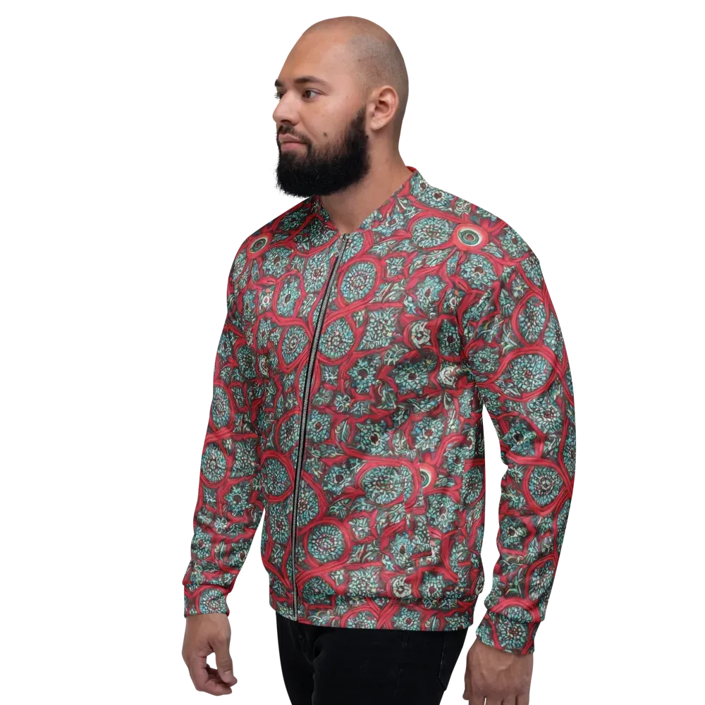 Crimson Mosaic on Bomber Jacket — Left
