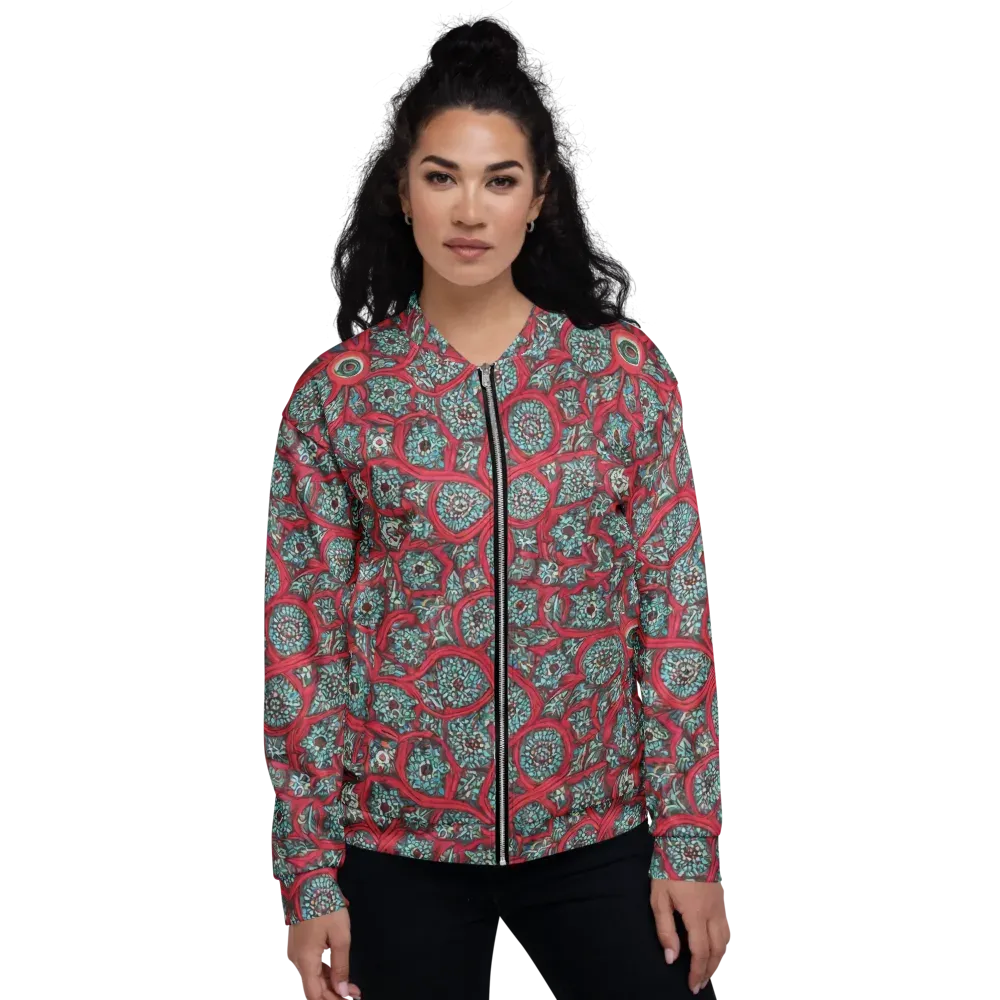 Crimson Mosaic on Bomber Jacket — Front