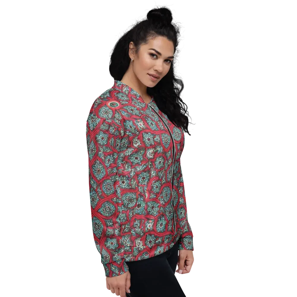 Crimson Mosaic on Bomber Jacket — Right