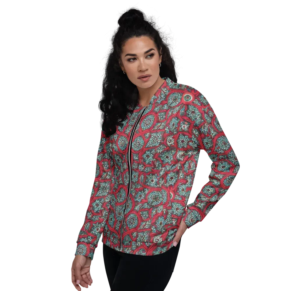 Crimson Mosaic on Bomber Jacket — Left