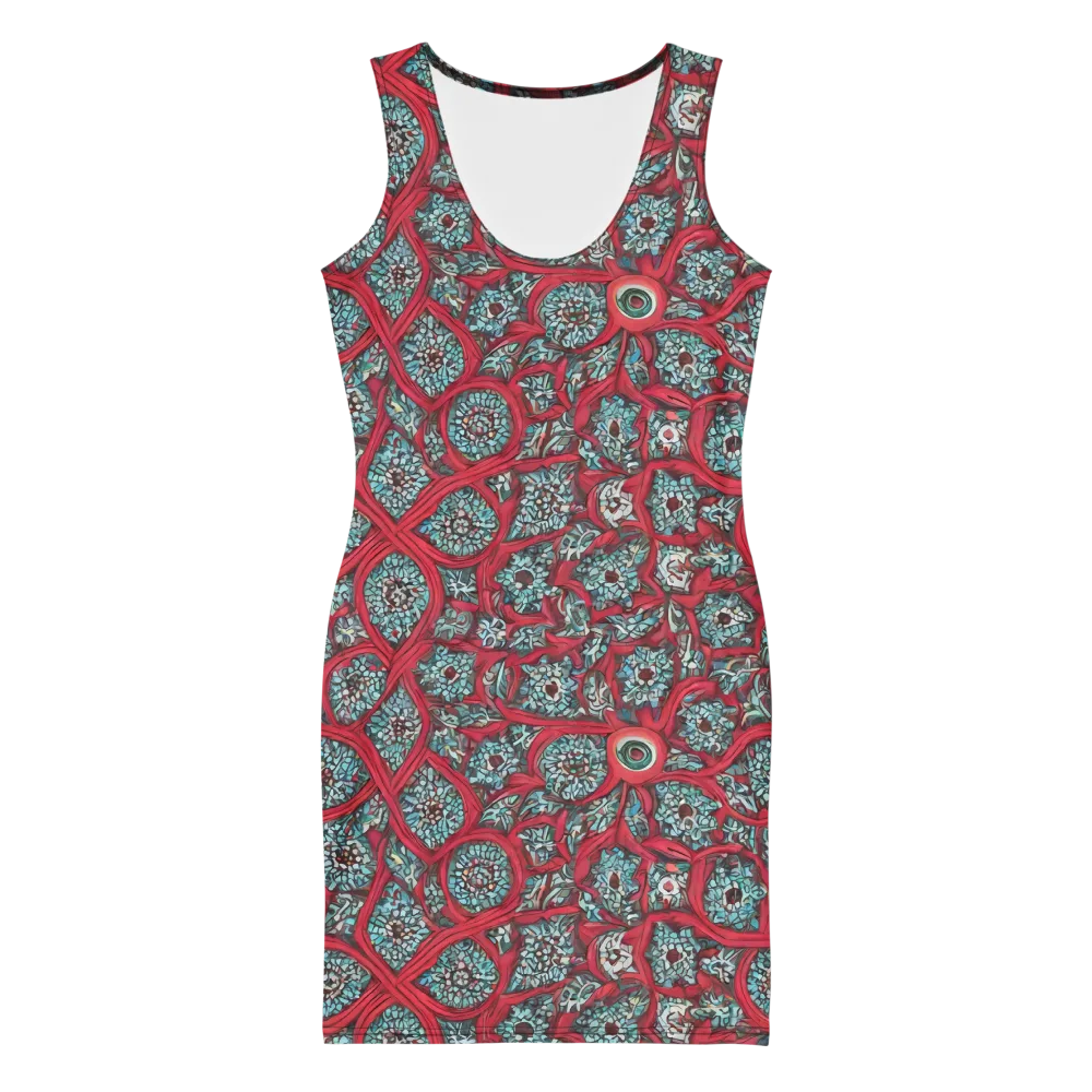 Crimson Mosaic on Bodycon Dress — Front