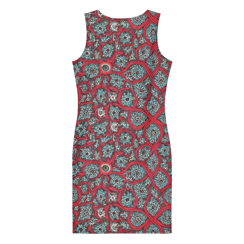 Crimson Mosaic on Bodycon Dress — Back