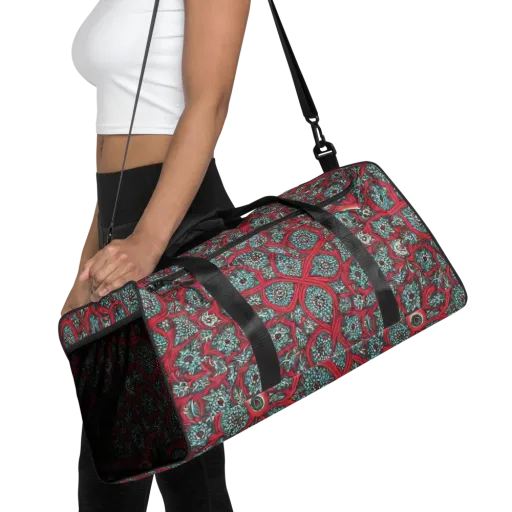 Crimson Mosaic on a Duffle Bag