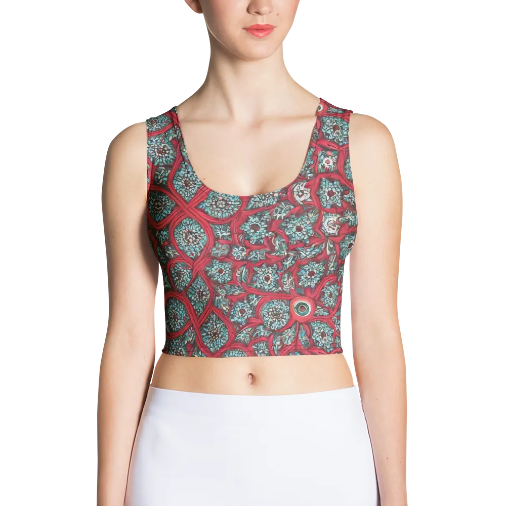 Crimson Mosaic on Crop Top — Front