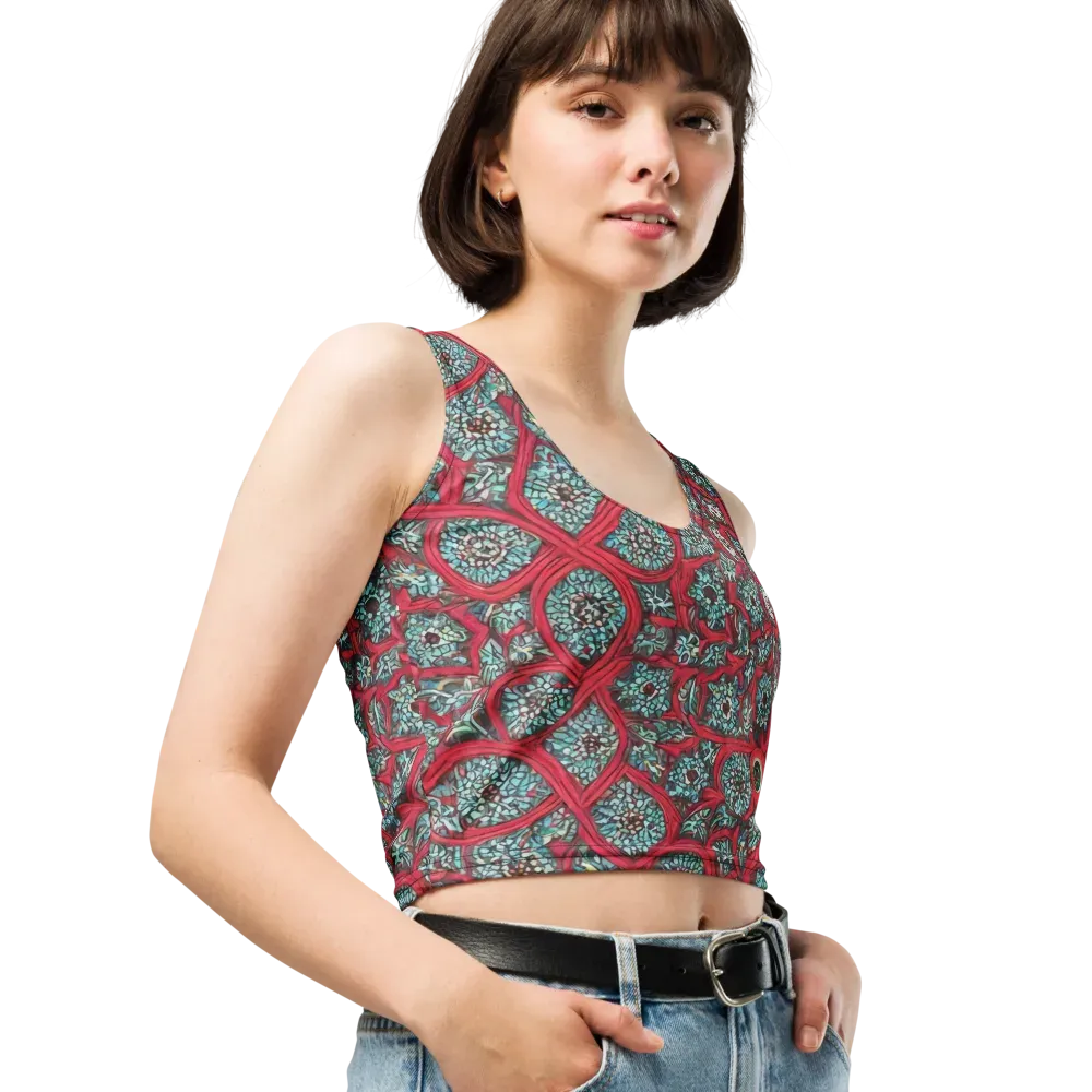 Crimson Mosaic on Crop Top — Right Front