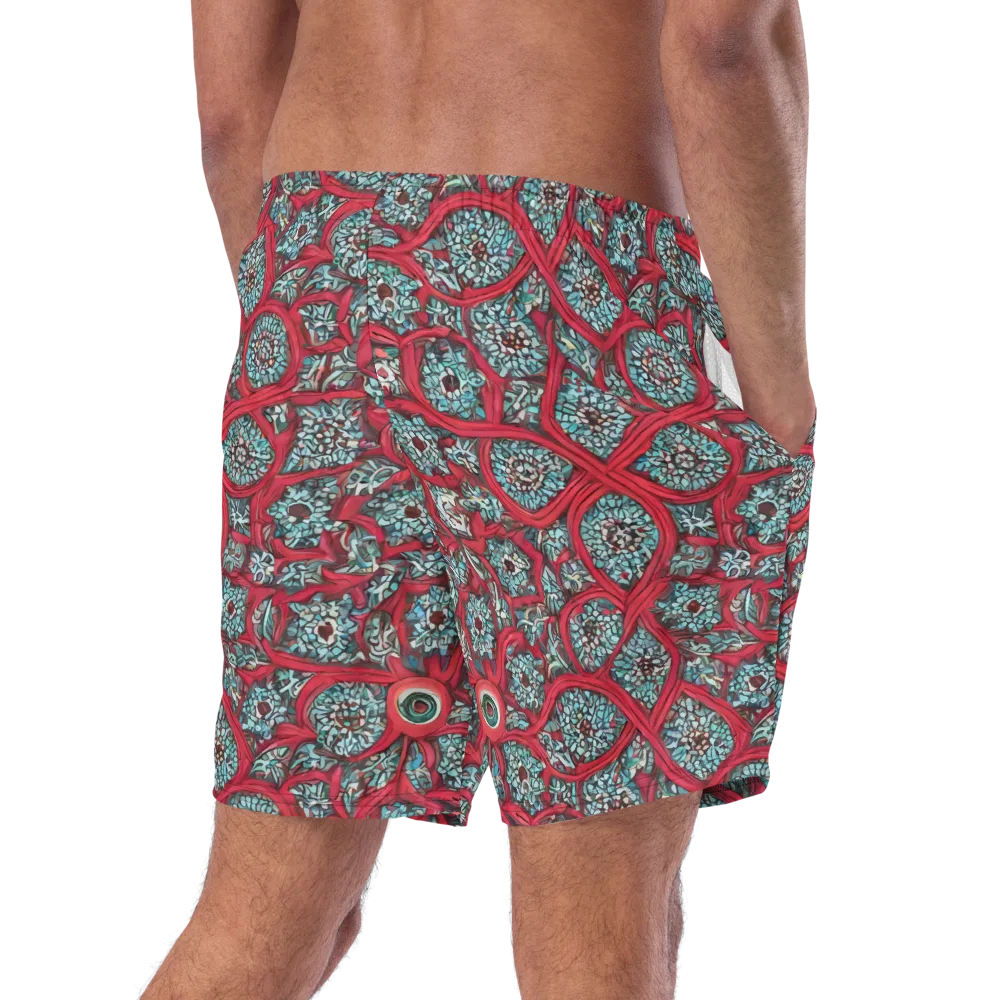 Crimson Mosaic on Swim Trunks — Right Back