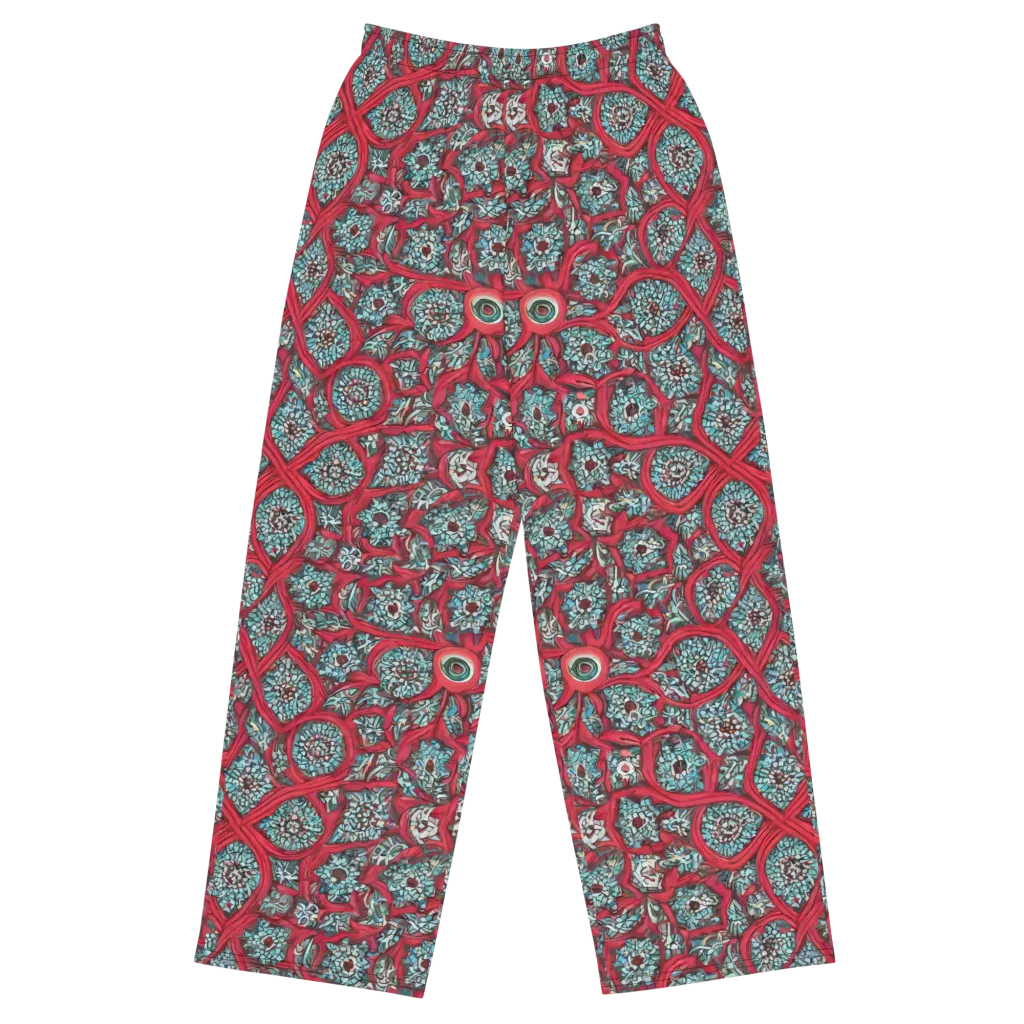 Crimson Mosaic on Wide-Leg Pants — Front