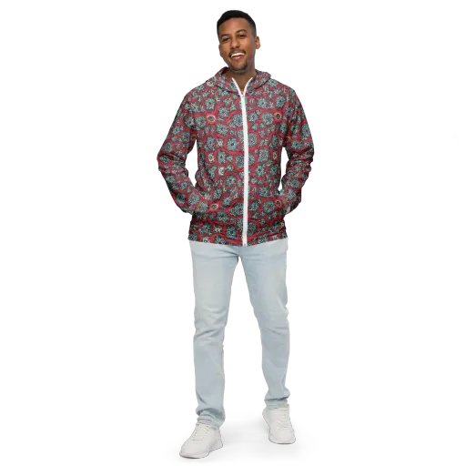Crimson Mosaic on a Men's Windbreaker