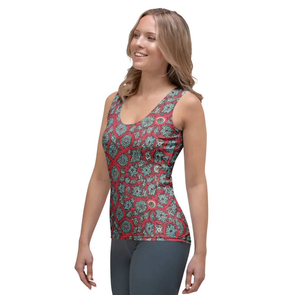 Crimson Mosaic on Women's Tank Top — Left Front