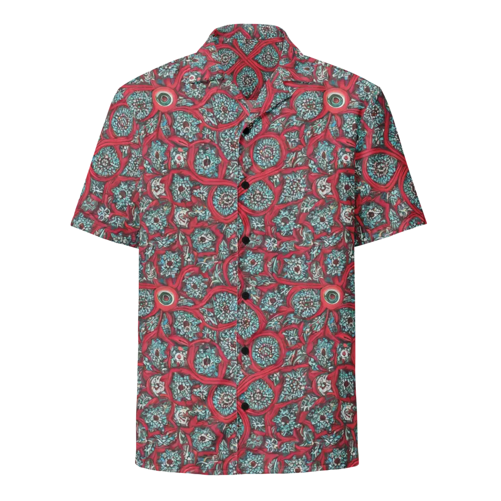 Crimson Mosaic on Button Shirt — Front