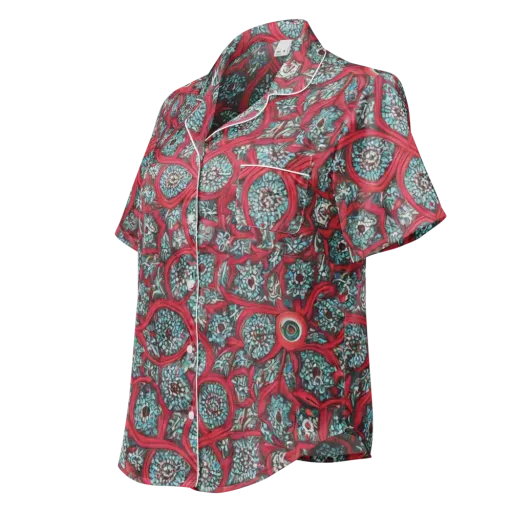 Crimson Mosaic on a Women's Short Sleeve Pajama Top