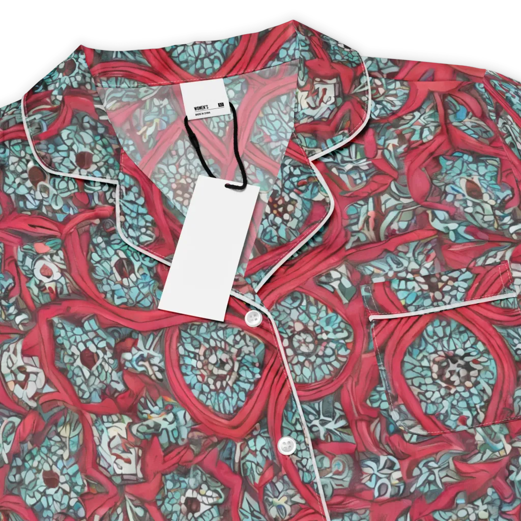 Crimson Mosaic on Women's Short Sleeve Pajama Top — Product details