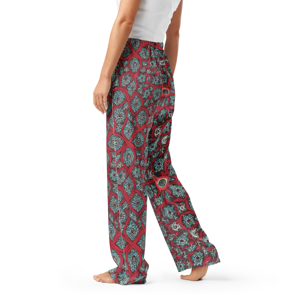 Crimson Mosaic on Women's Pajama Pants — Left